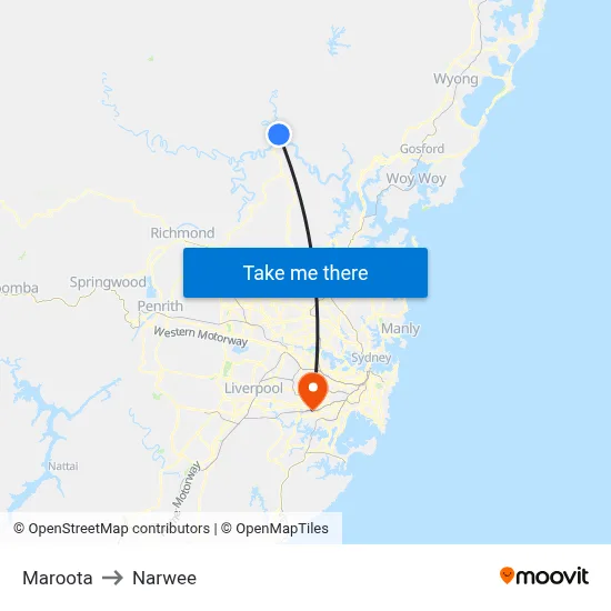 Maroota to Narwee map