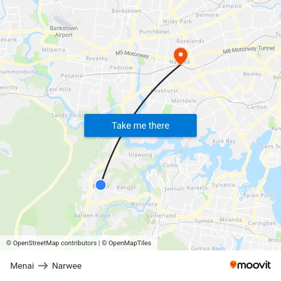 Menai to Narwee map