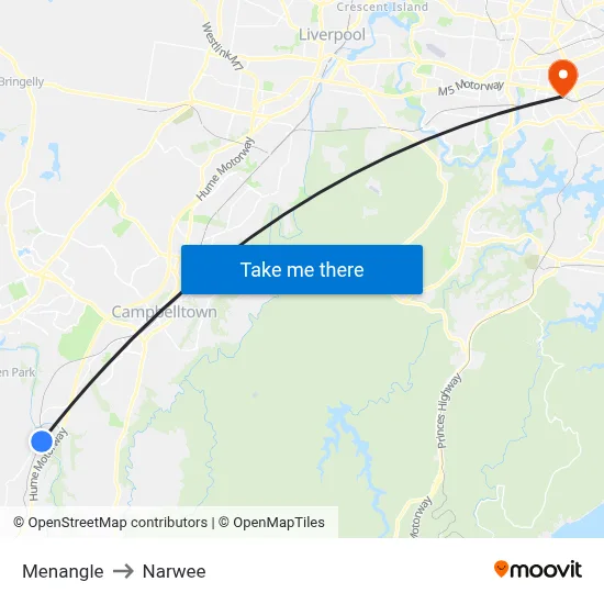 Menangle to Narwee map