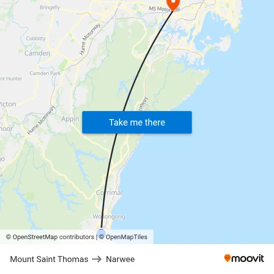 Mount Saint Thomas to Narwee map