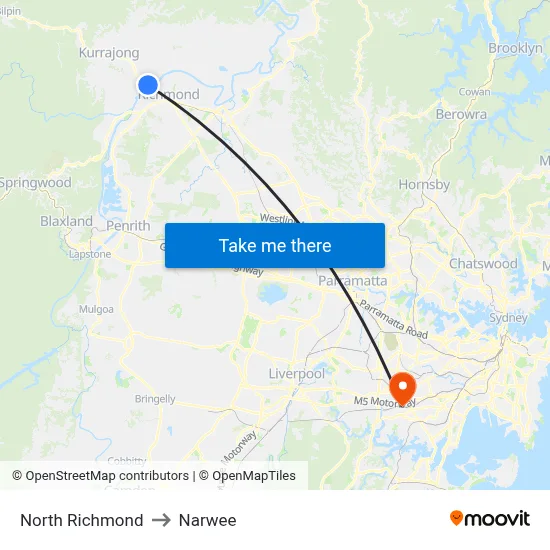 North Richmond to Narwee map