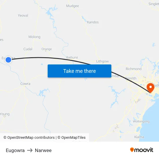 Eugowra to Narwee map