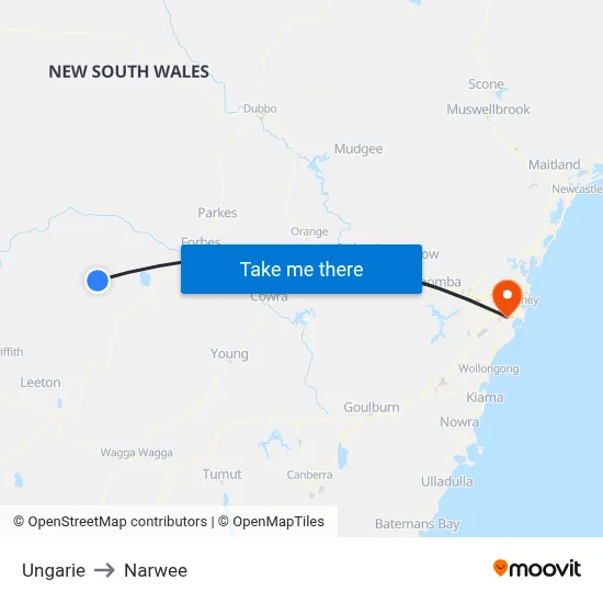 Ungarie to Narwee map