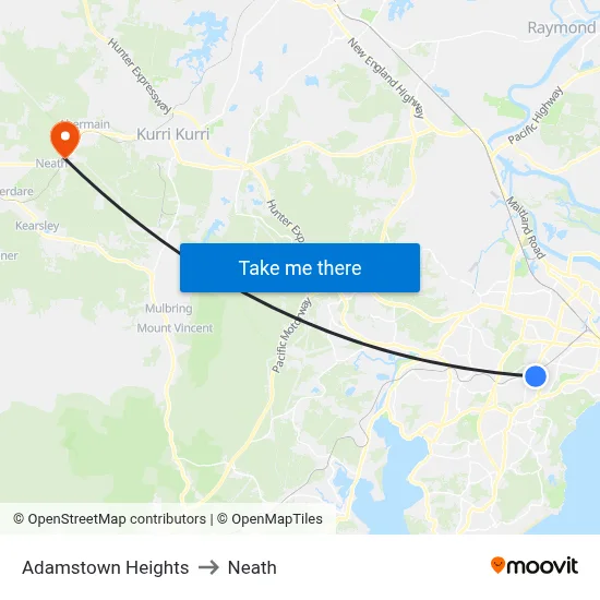 Adamstown Heights to Neath map