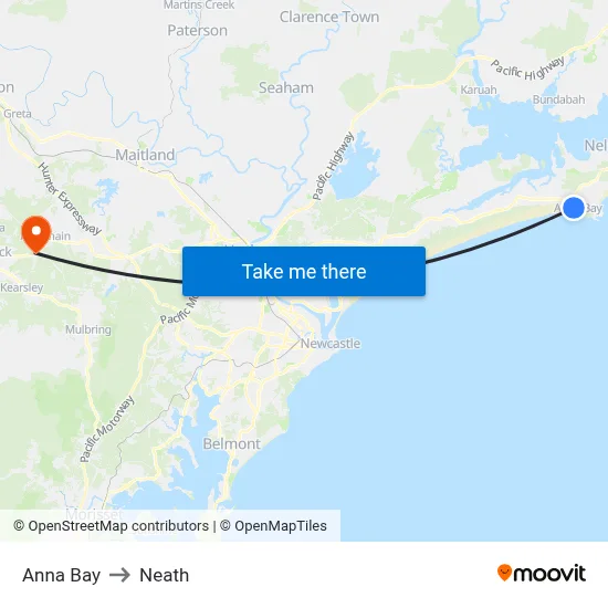 Anna Bay to Neath map