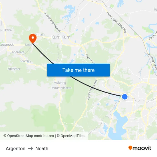 Argenton to Neath map
