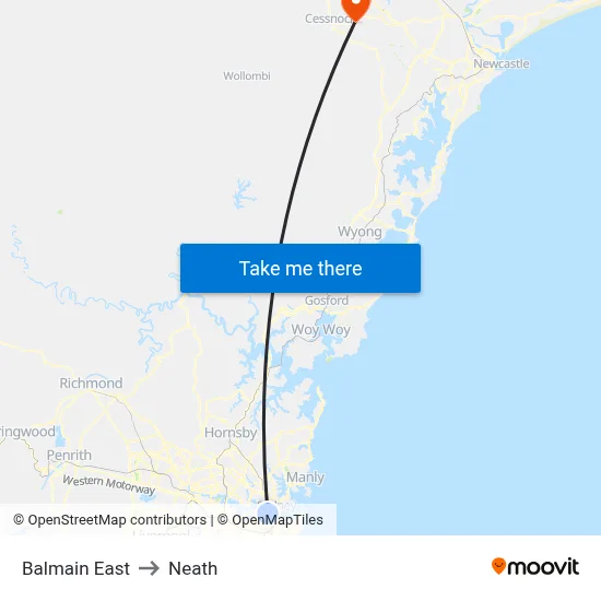 Balmain East to Neath map
