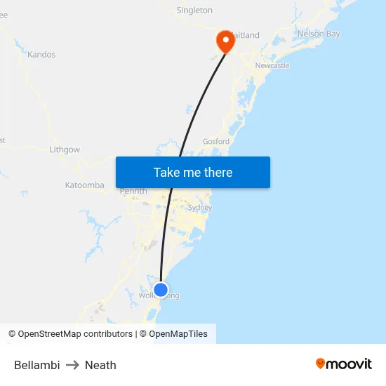Bellambi to Neath map