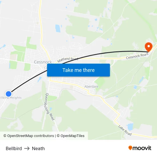 Bellbird to Neath map