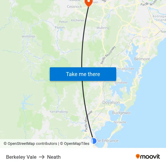 Berkeley Vale to Neath map