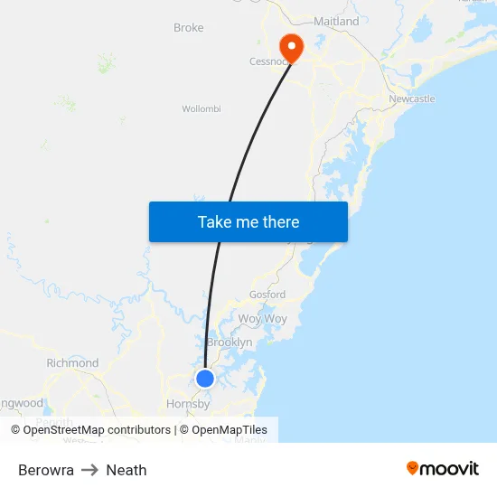 Berowra to Neath map