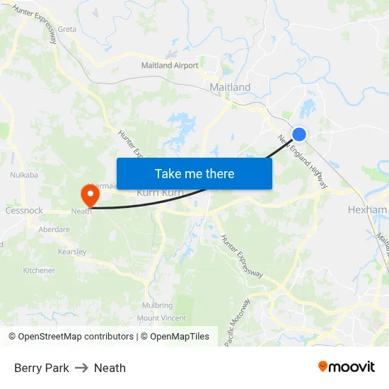 Berry Park to Neath map