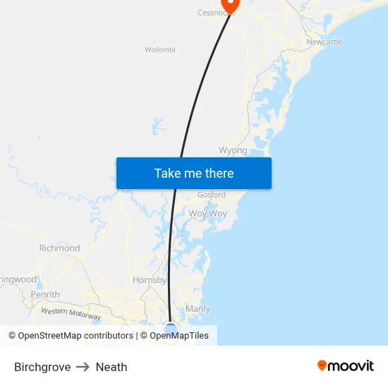Birchgrove to Neath map