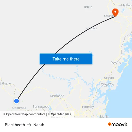Blackheath to Neath map