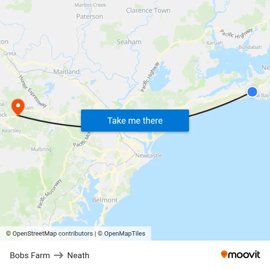 Bobs Farm to Neath map