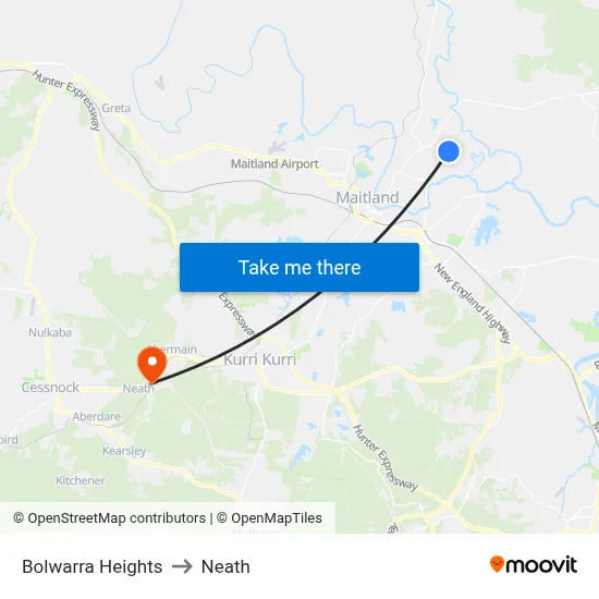 Bolwarra Heights to Neath map