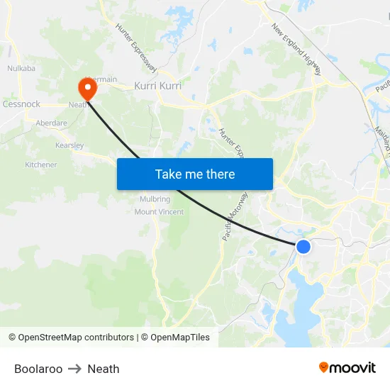 Boolaroo to Neath map