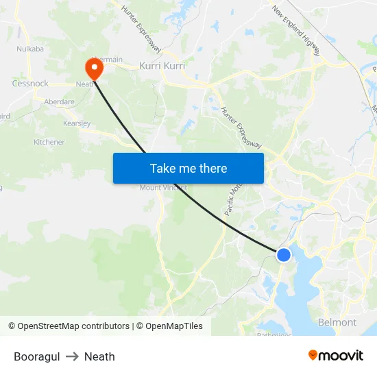 Booragul to Neath map