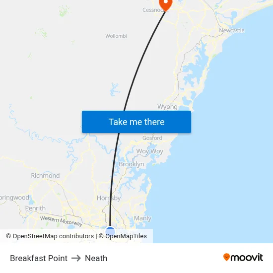 Breakfast Point to Neath map