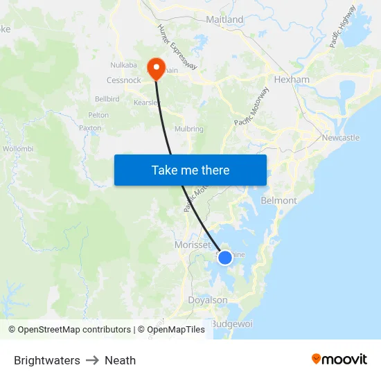 Brightwaters to Neath map