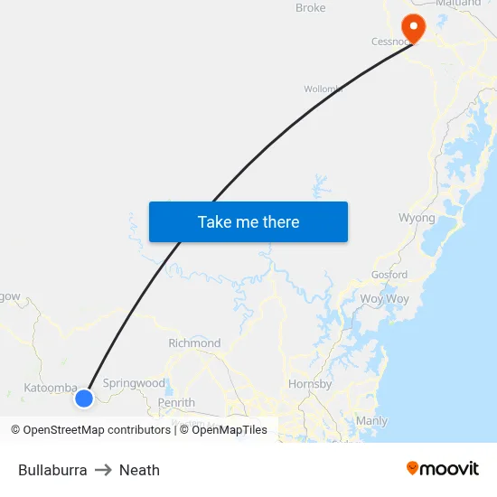 Bullaburra to Neath map
