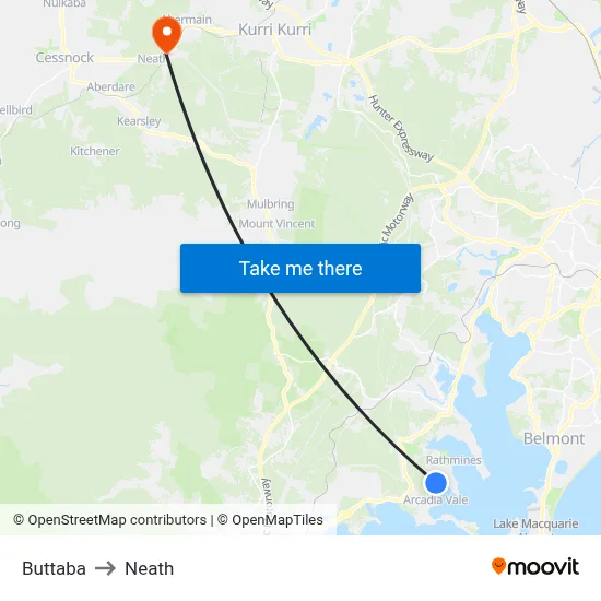 Buttaba to Neath map