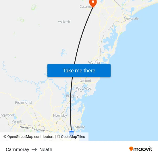 Cammeray to Neath map