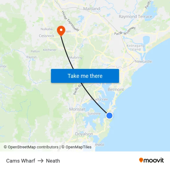 Cams Wharf to Neath map