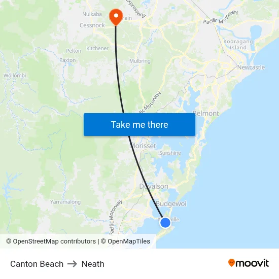 Canton Beach to Neath map