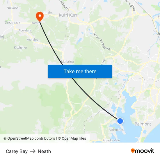 Carey Bay to Neath map