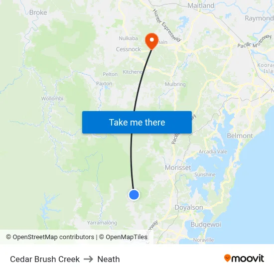 Cedar Brush Creek to Neath map