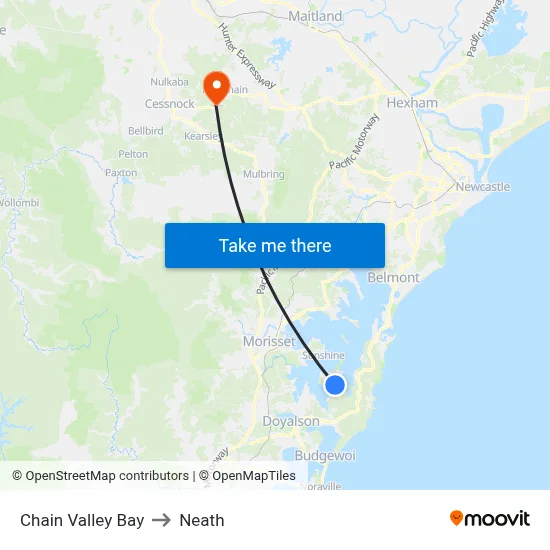 Chain Valley Bay to Neath map