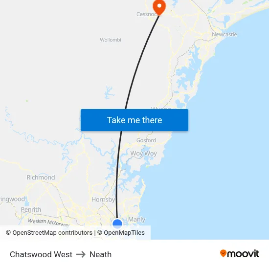 Chatswood West to Neath map