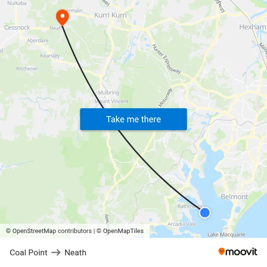 Coal Point to Neath map