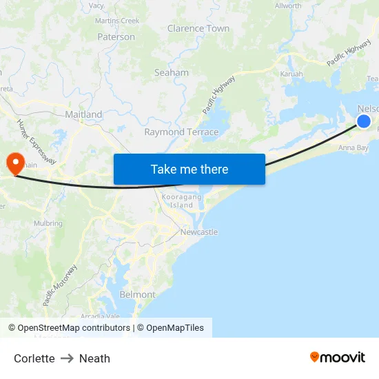 Corlette to Neath map