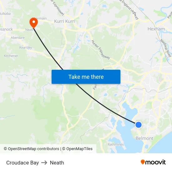 Croudace Bay to Neath map