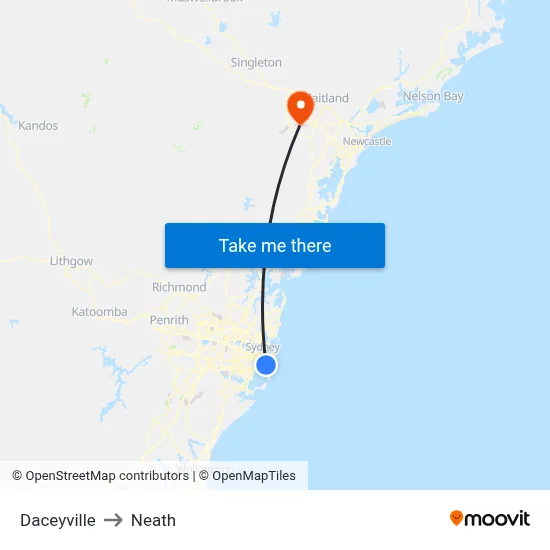 Daceyville to Neath map