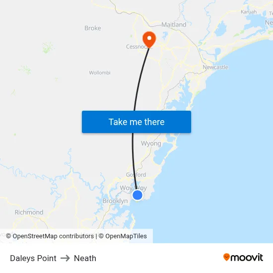 Daleys Point to Neath map