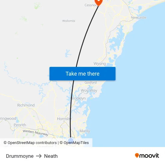 Drummoyne to Neath map