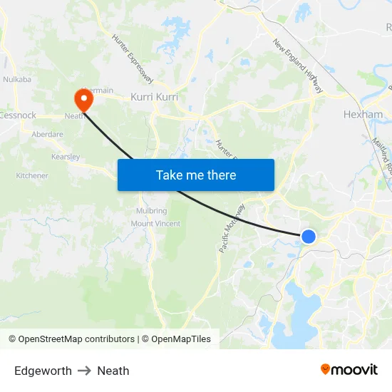 Edgeworth to Neath map