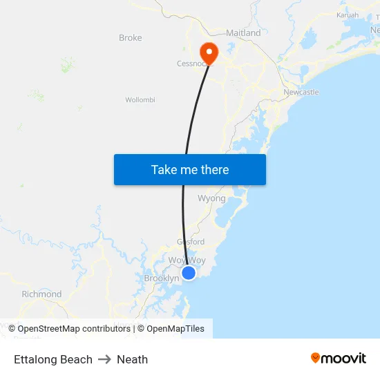 Ettalong Beach to Neath map