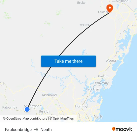 Faulconbridge to Neath map