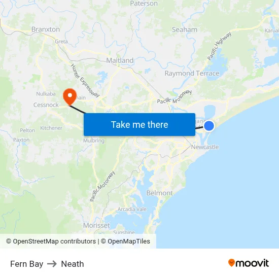 Fern Bay to Neath map
