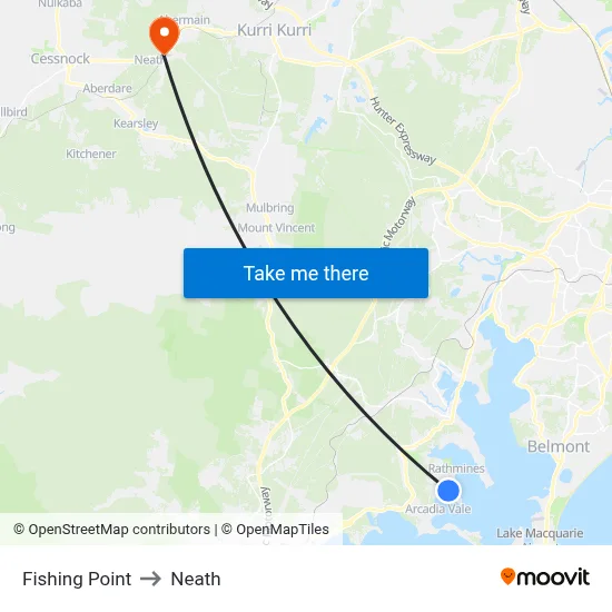 Fishing Point to Neath map