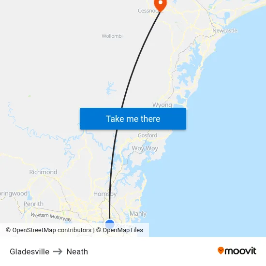 Gladesville to Neath map