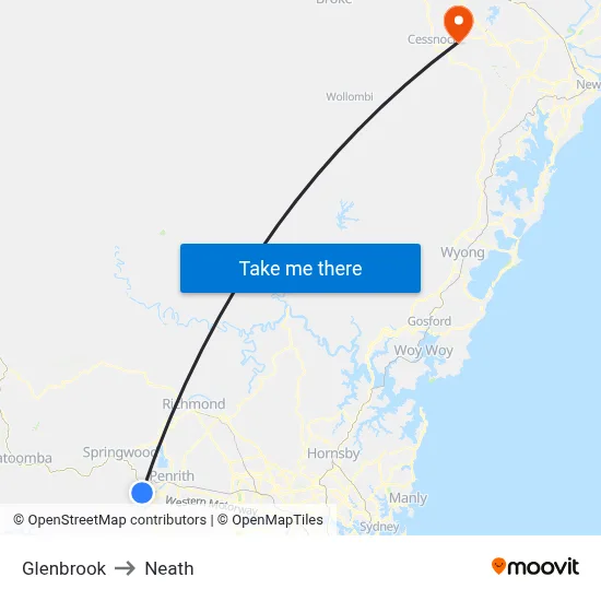 Glenbrook to Neath map