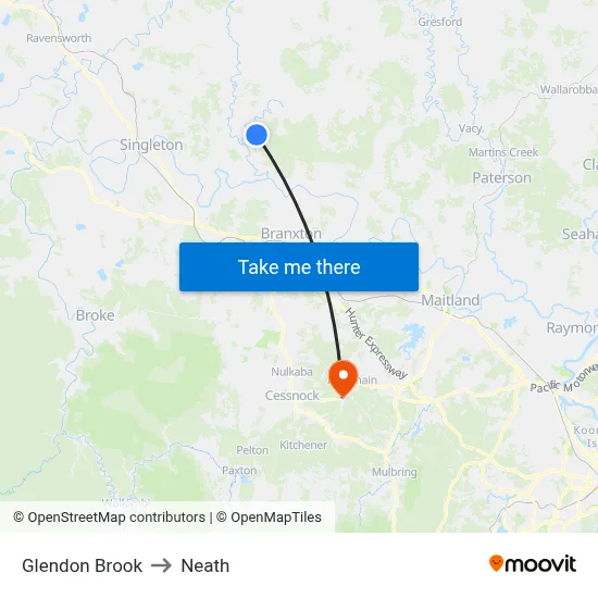 Glendon Brook to Neath map
