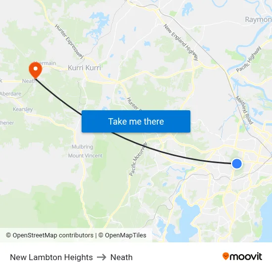 New Lambton Heights to Neath map