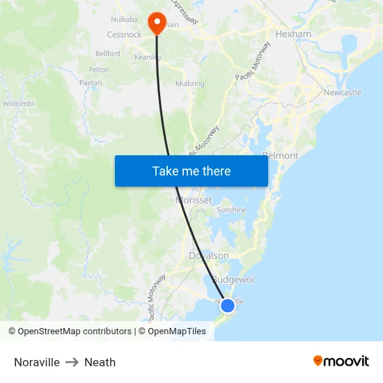 Noraville to Neath map
