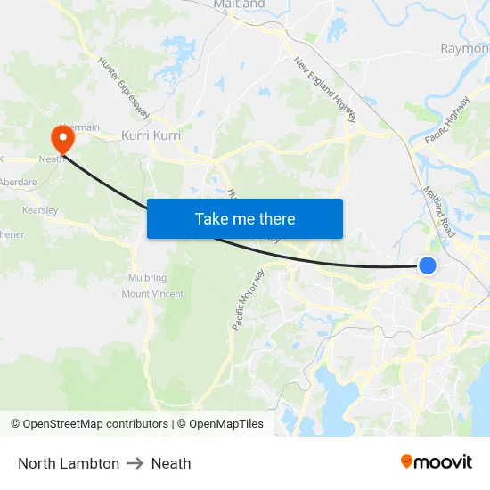 North Lambton to Neath map